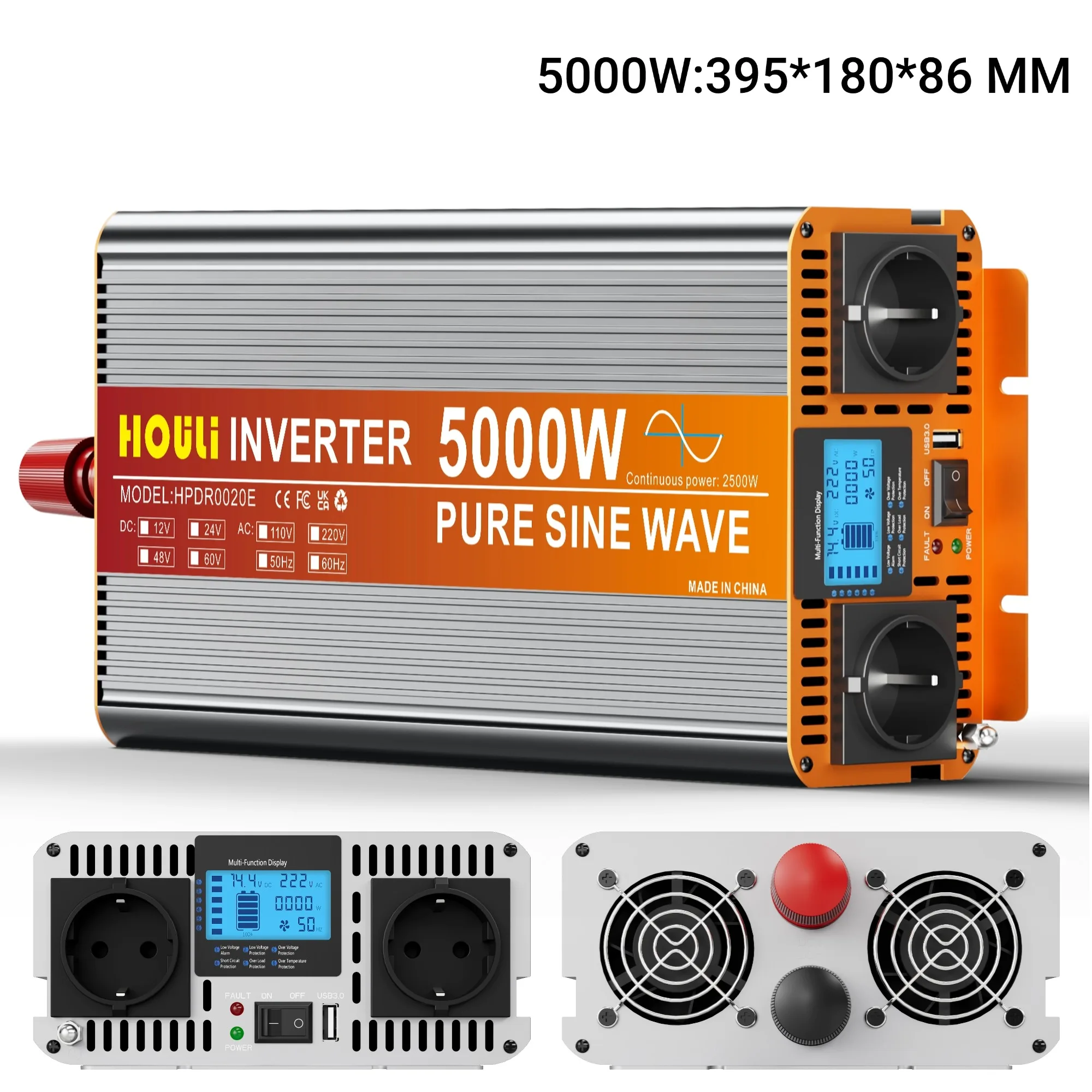 Inversor 24v 220v onda pura 3000w 4000w 5000w 6000w 7000w Conversor 12v een 220v Transformador para Coche Camion HOULI