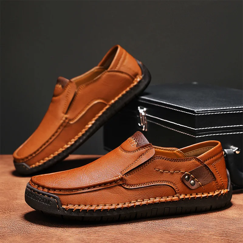 Mens Loafers Breathable Slip on Italian Driving Shoes Chaussure Homme Genuine Leather Men Handmade Casual Shoes38-48