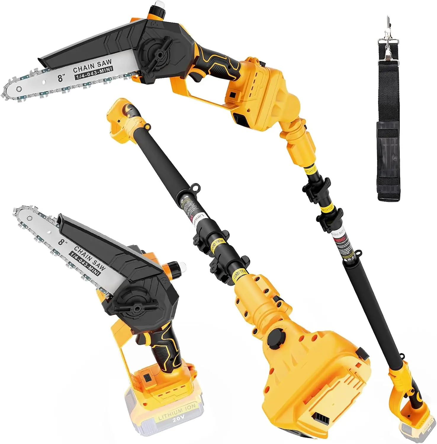 2 In 1 Cordless Pole Saw Compatible 20V Battery Not Included 8 Inch Brushless Pole Extension 156ft Chainsaws Tree Trimming