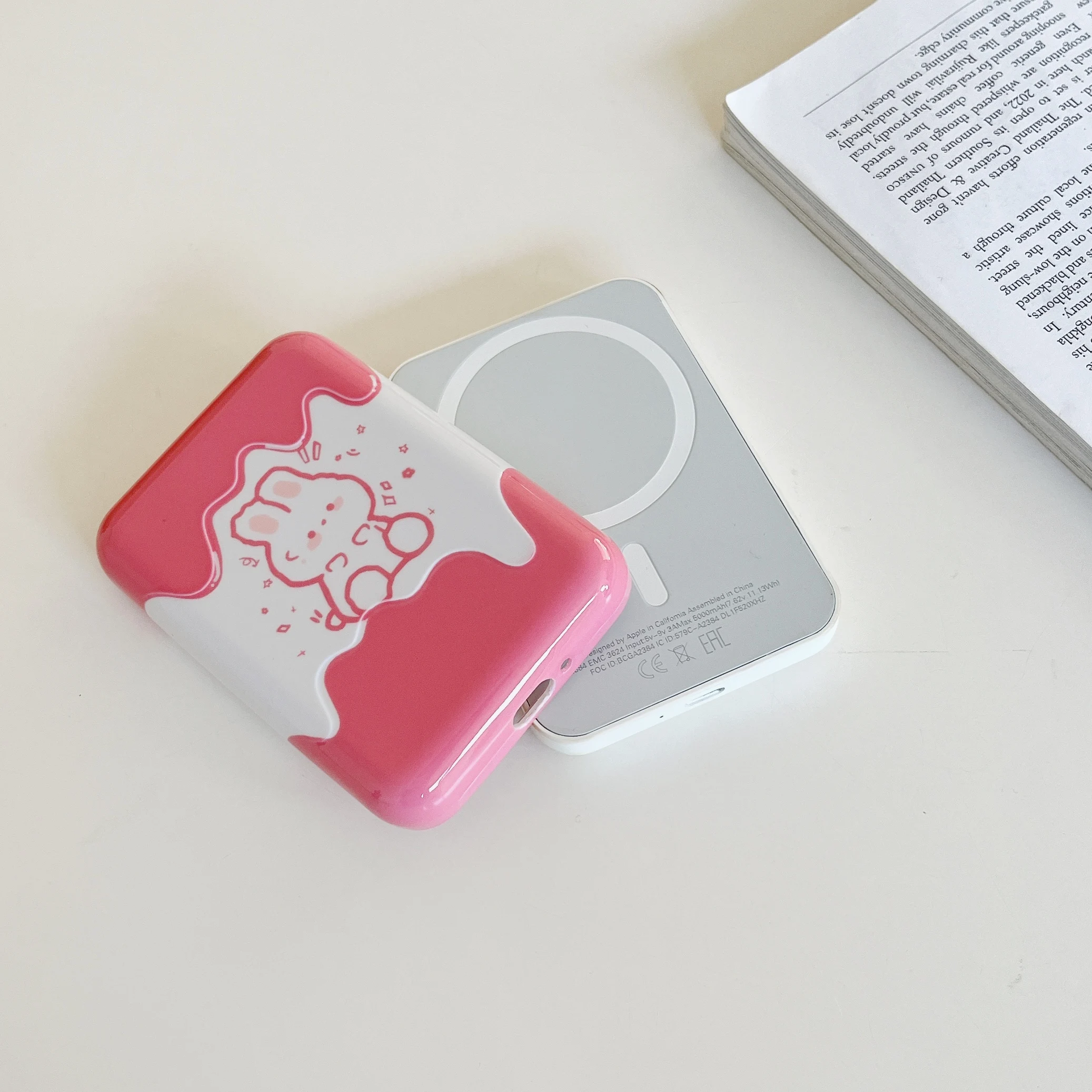 Rabbit Cream Suitable for Magsafe external battery protection cover and charging treasure case