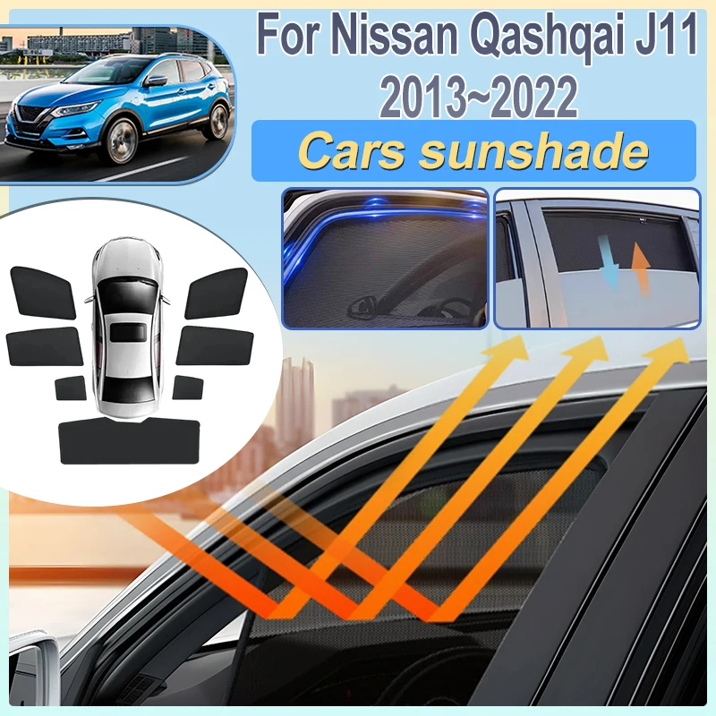 

For Nissan Qashqai J11 2013-2022 Rogue Sport Car Side Glass Mesh Sun Shades Magentic Curtain Privacy Sun Shield Auto Accessories