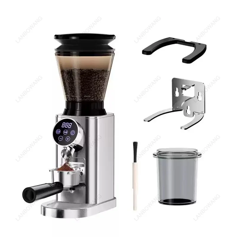 Stainless Steel Cone Coffee Grinder, Electric Burr Mill with Adjustable Grind Settings for Home Kitchen