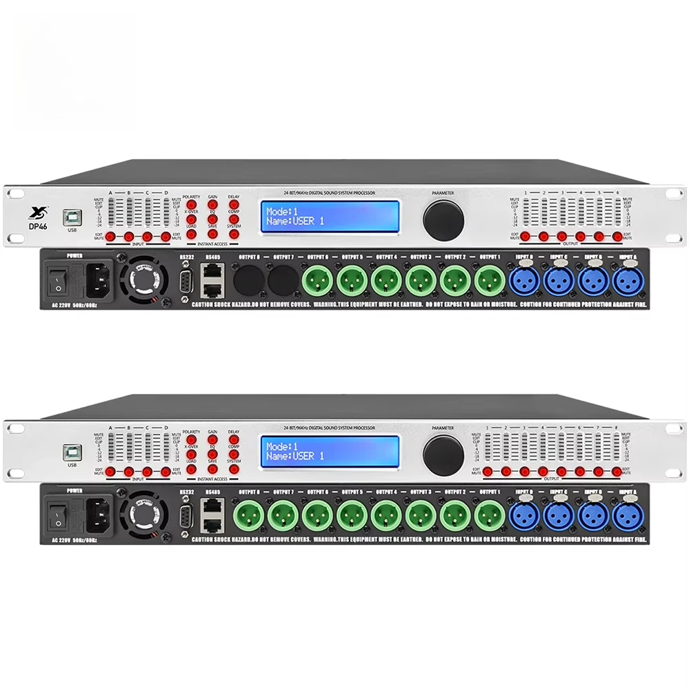 

Профессиональный процессор управления динамиками 4 в 8 выходов DSP, 96 кГц, цифровая аудиосистема, процессор