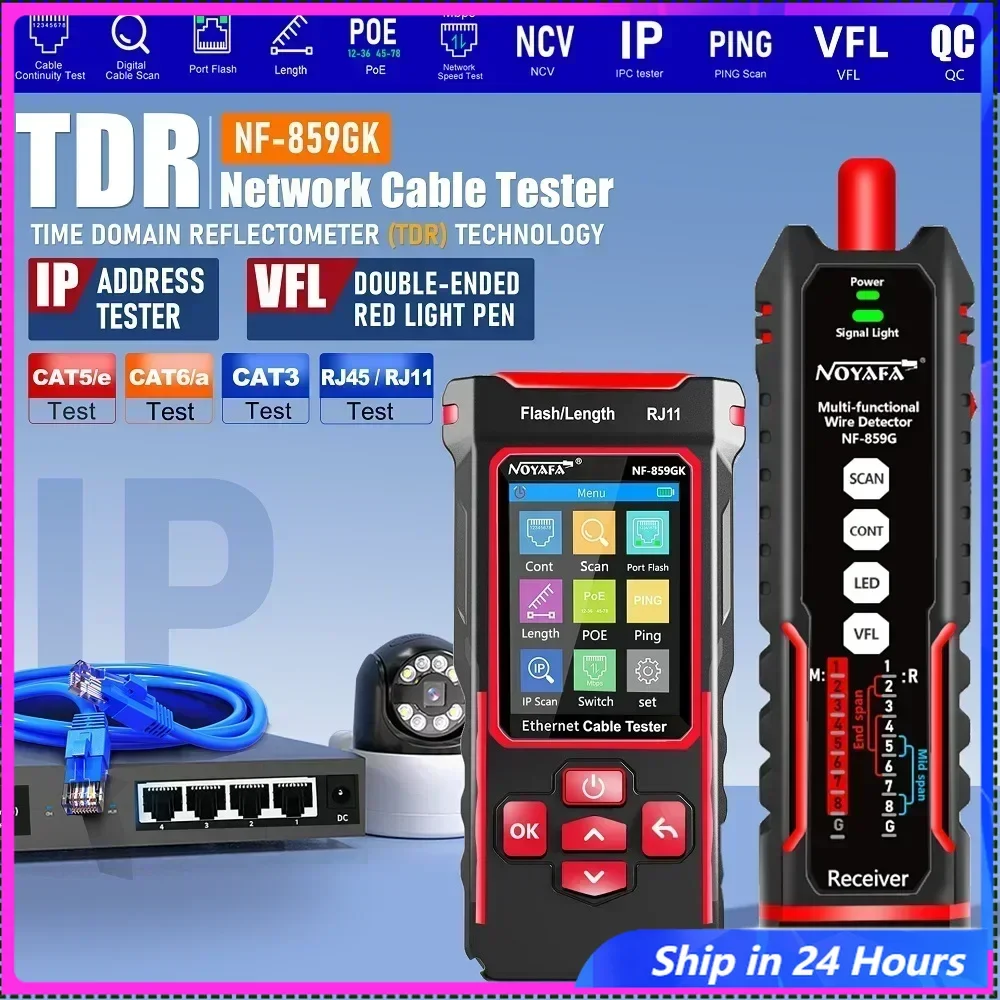 

NF-859GK Network Tester Line Finder with Red Light Single Head Crimping Length Breakpoint IP Scanning PING Charging Type for est