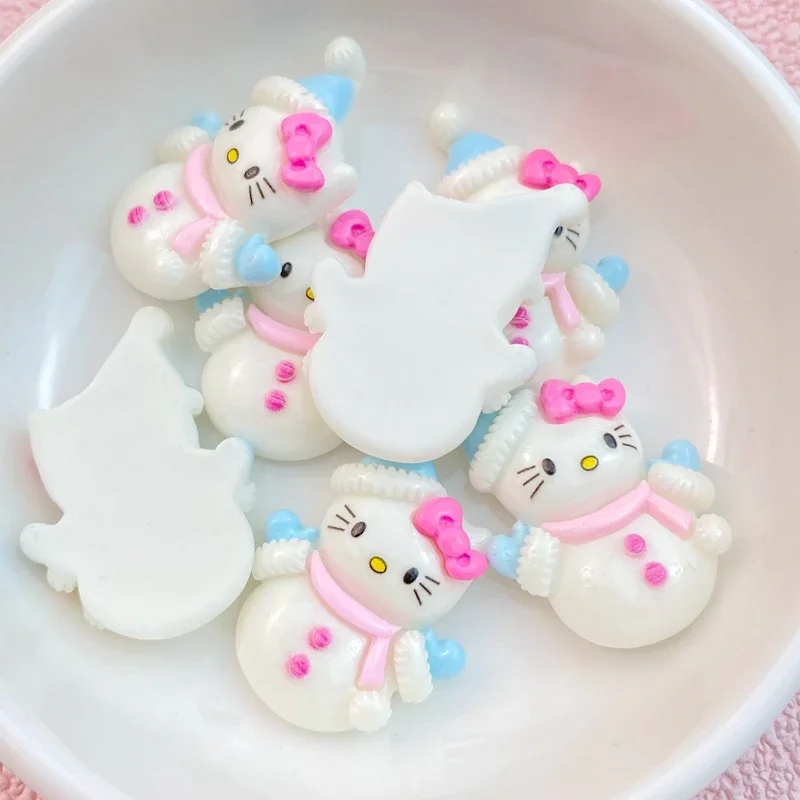 10Pcs New Mini Kawaii Cartoon cat with hat and bow tie Series Resin Scrapbook Diy Jewelry Children Hairpin Accessories - Image 6