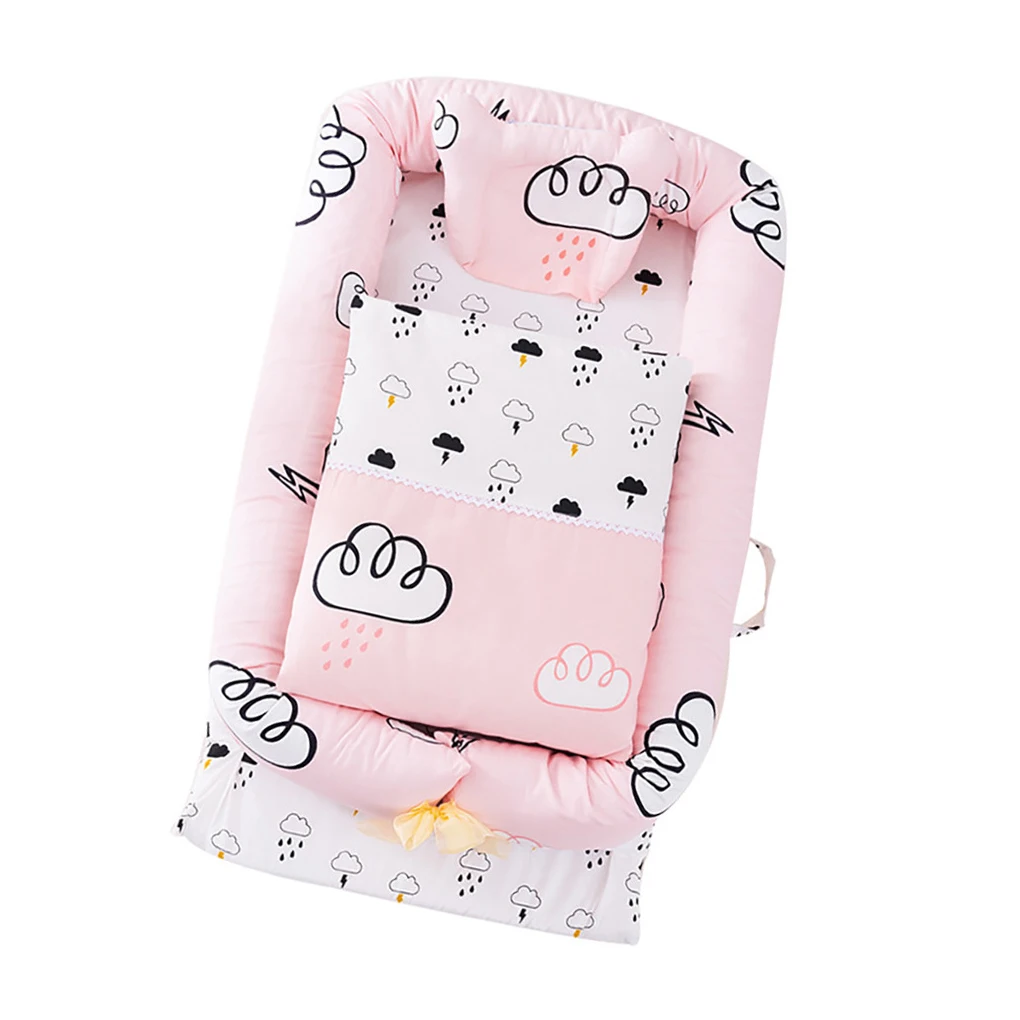 

6Pcs Portable Baby Bed Cushion Set Travel Crib Newborn Nest Sleeping Support Head Pillow, Type 1