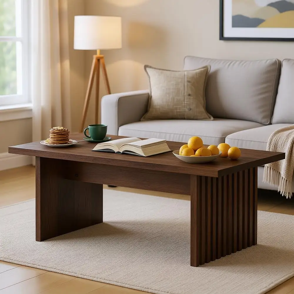 

Журнальный столик, для гостиной, деревянный, в стиле середины века, уникальный, с панелями (дуб рустик, 43 дюйма)