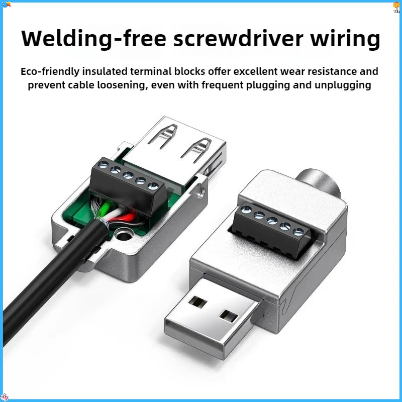 1PC USB2.0 Solderless Repair Cable DIY Male And Female with Metal Housing Simple Operation Long Service Life Computer Peripheral