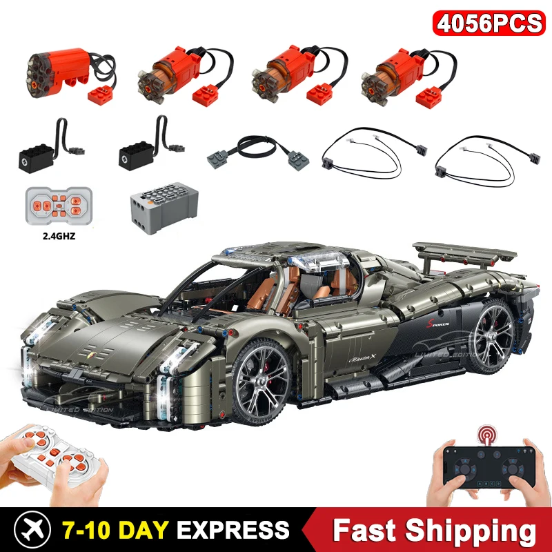 

4056PCS MissionX 1:8 Sportcar Building Block Car Technology Design With Power Group Birthday Christmas Toy Gift Boys Kids Adult