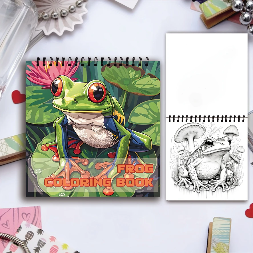 큰 눈 개구리 색칠하기 책-8.27x8.27 인치, 32 페이지 색칠하기 책-가족 또는 친구를 위한 이상적인 선물