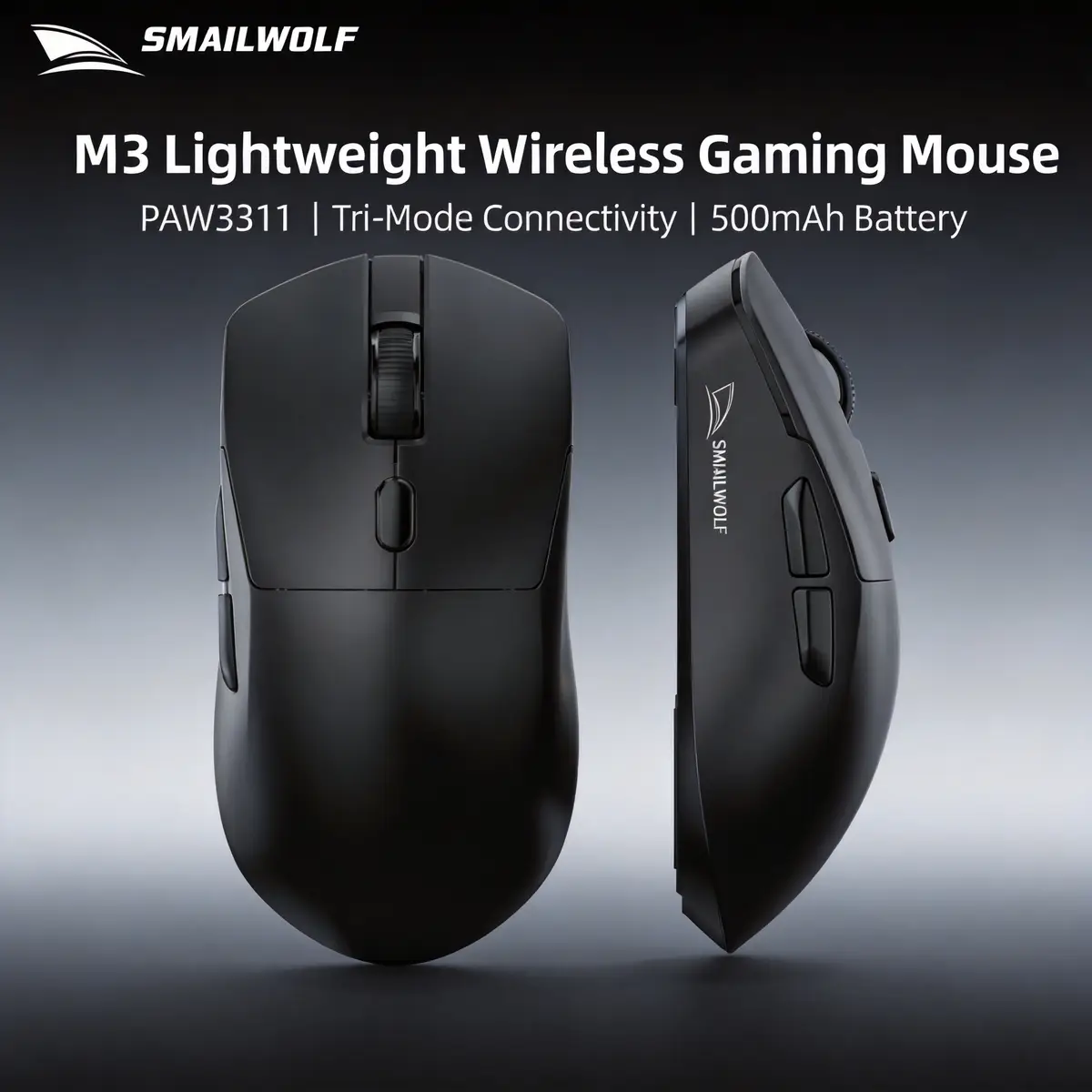 스마일울프 M3 PRO 무선 블루투스 3모드 마우스 e스포츠 게이밍 노트북 데스크탑 PAW3311 유선 가정용 경량 FPS
