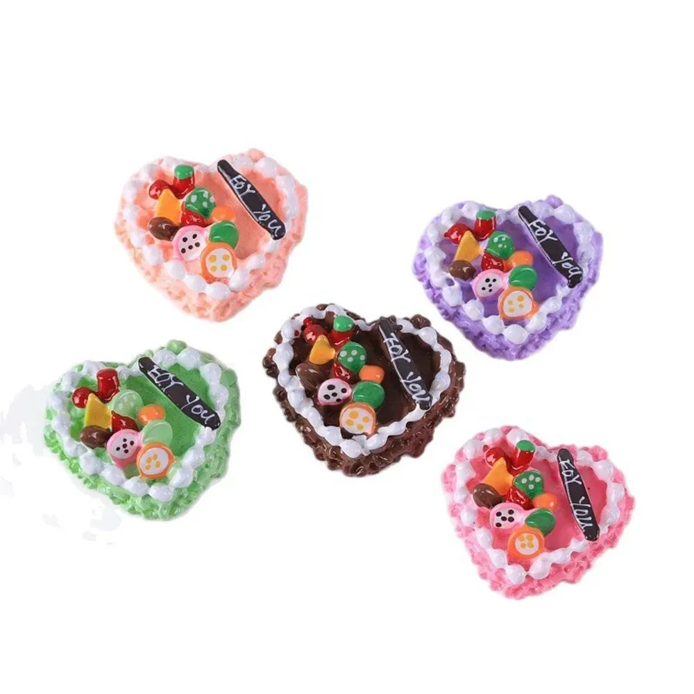 

5pcs Shiny Birthday Cake Series Miniature Flat Back Resin Cabochons For Hairpin Scrapbooking DIY Home Decor Craft Accessories