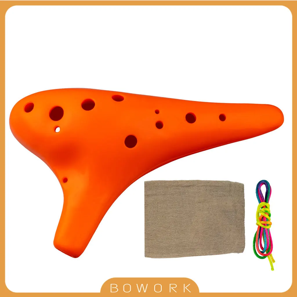 12-Hole ABS Ocarina Alto C Traditional Ocarina Beginners Zelda Musical Instrument With Protective Bag +Lanyard Gift-Orange Color