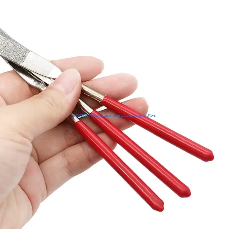 

367d 10pcs Diamond File Set Plastic Handling Metal Stone Sticking Flat DiamondIgle
