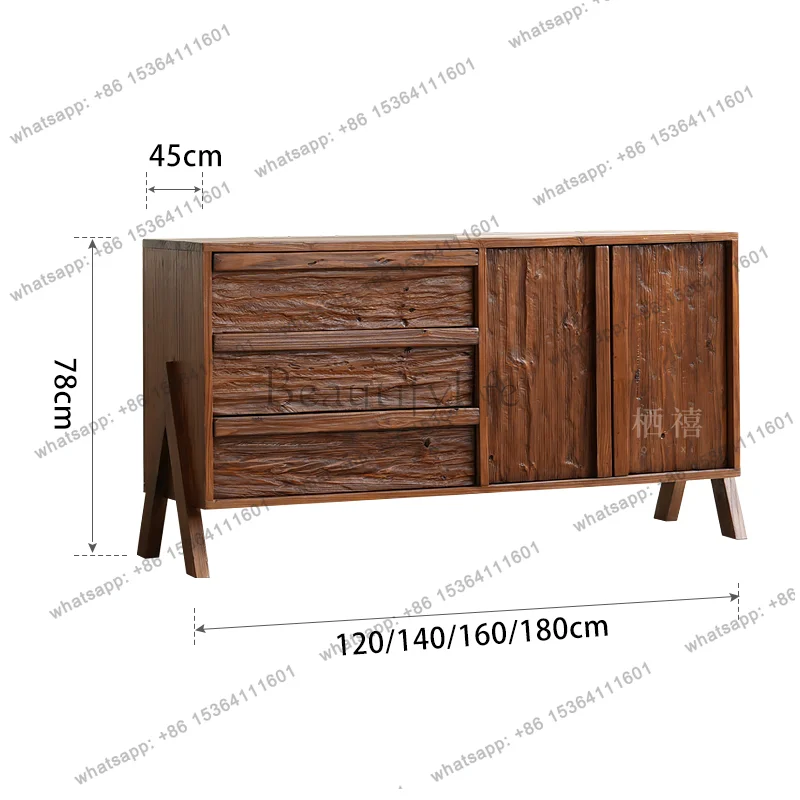 solid wood entrance cabinet retro drawer dining room side cabinet double door bed and breakfast living room storage