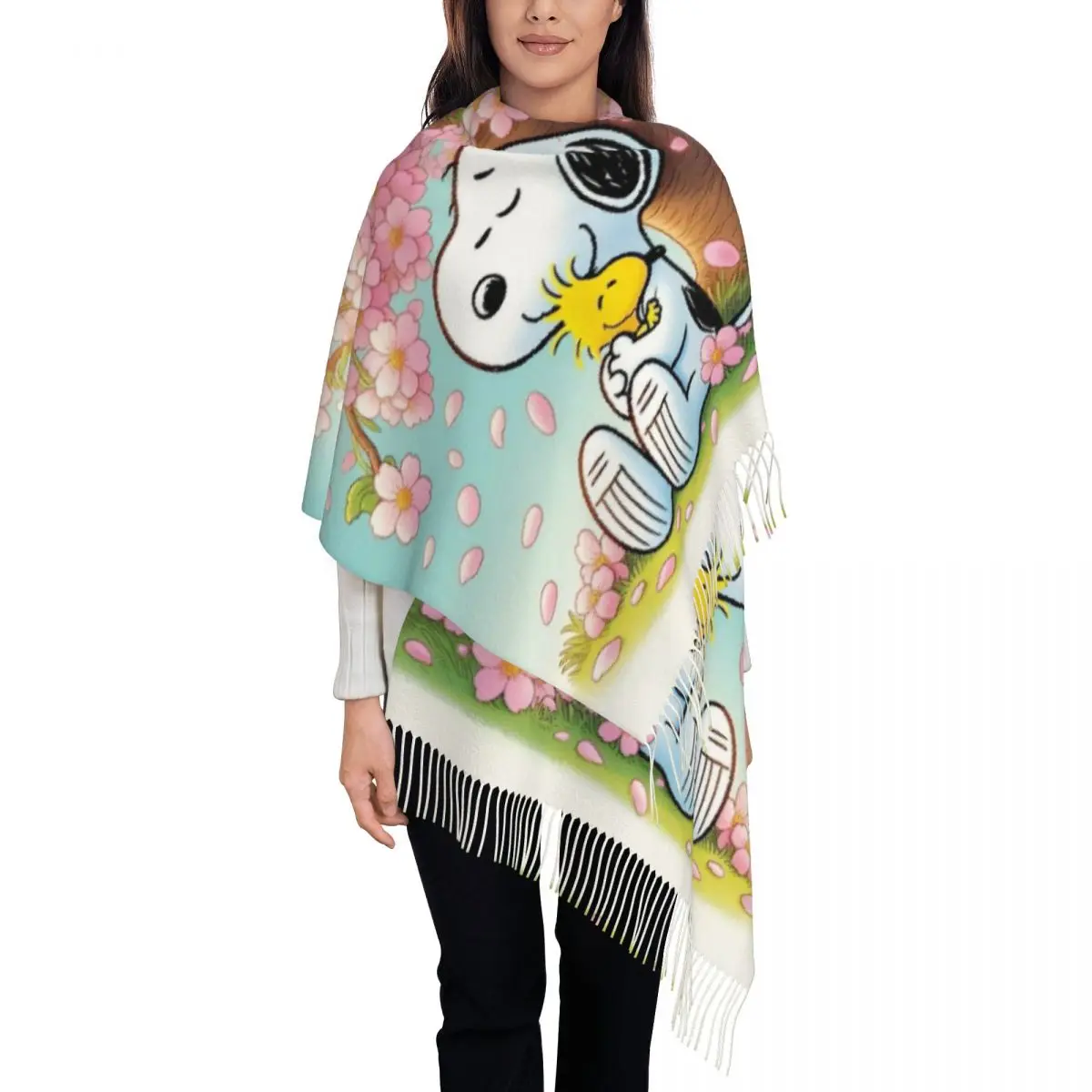 

Custom Print Cartoon Snoopy Scarf Women Men Winter Fall Warm Scarves Shawl Wrap