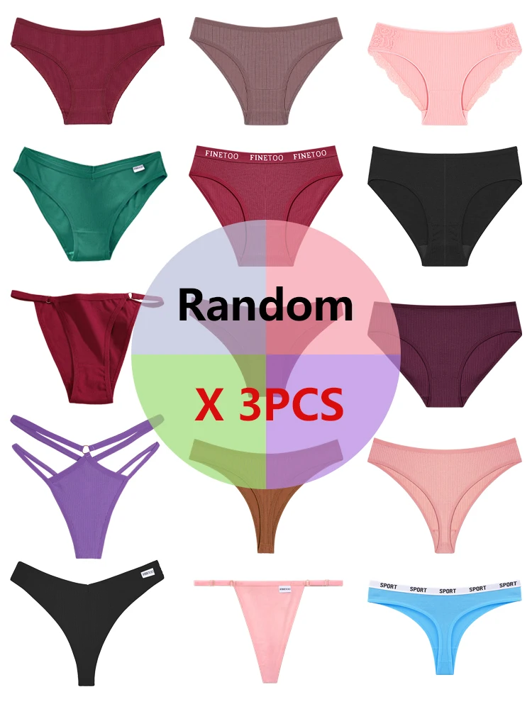 3PCS/Set Women Lace Panties Sexy Low Riase Elastic Brifes Solid Color Perspective Breathable Underwe