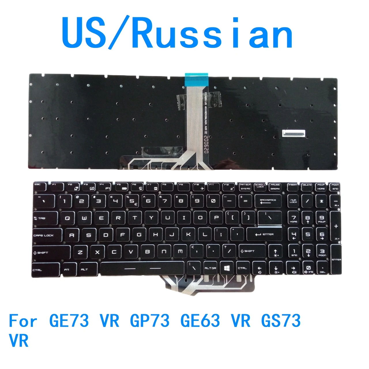 New US Russian Language  RGB Keyboard For MSI GE73 VR GP73 GE63 VR GS73 VR Notebook PC Replacement Keyboard