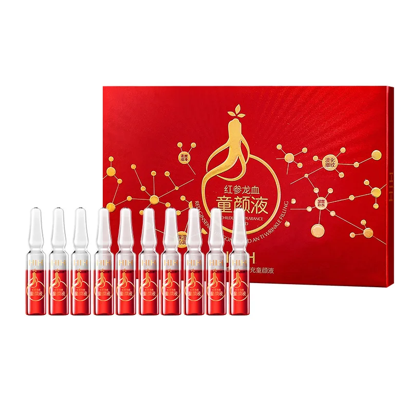 2ml*10pcs Dragon Blood Face Serum Cream Hyaluronic Acid Makeup Pores Skin care Essence cosmetics Tighten Hydratin VC Anti-Aging