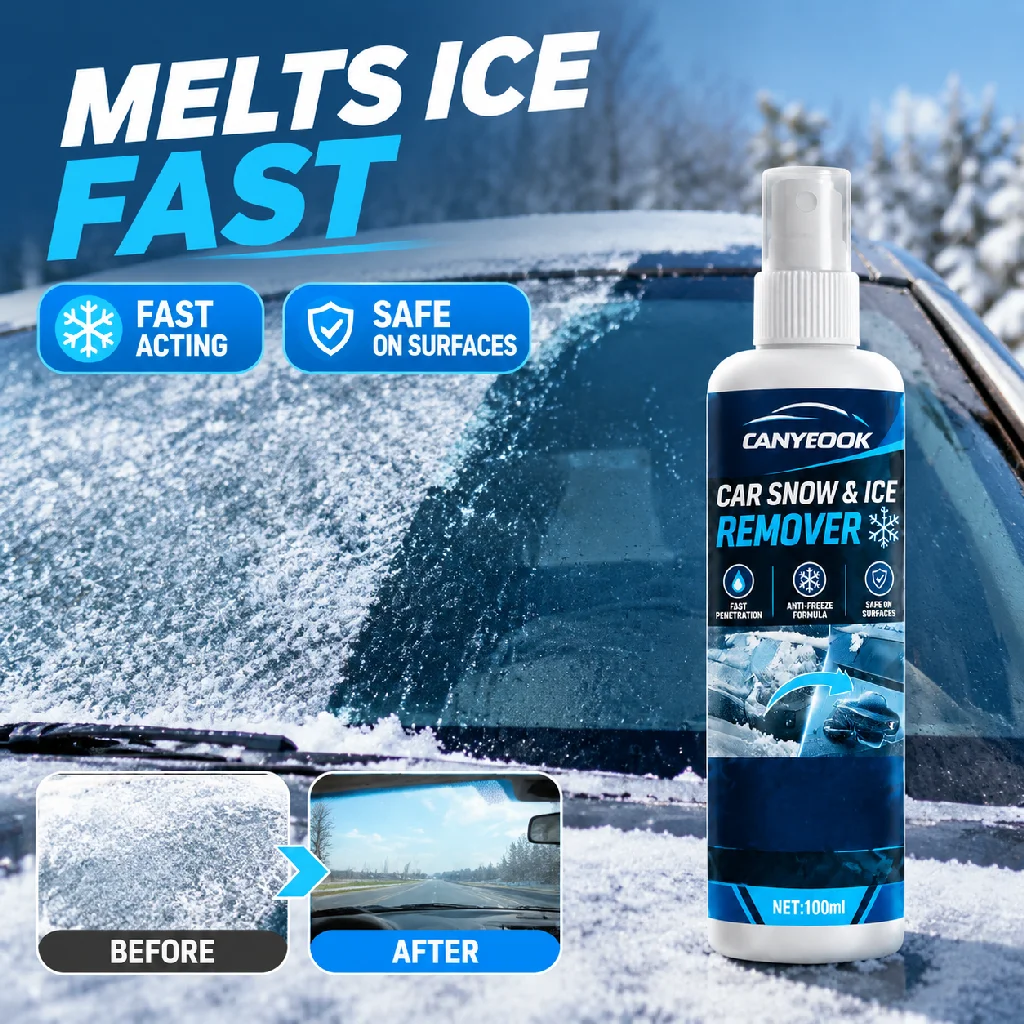 CANYEOOK Auto Snow Ice Remover, Quick Deicing Anti-freeze Formula No Residue, Portable Frost Cleaner for Vehicles in Winter