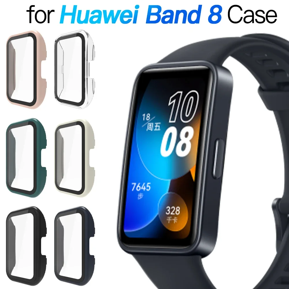 PC Case Screen Protector Glass For Huawei Band 8 Full Protect Shell Film Protective Cover Sleeve All-around Bumper Anti-shock