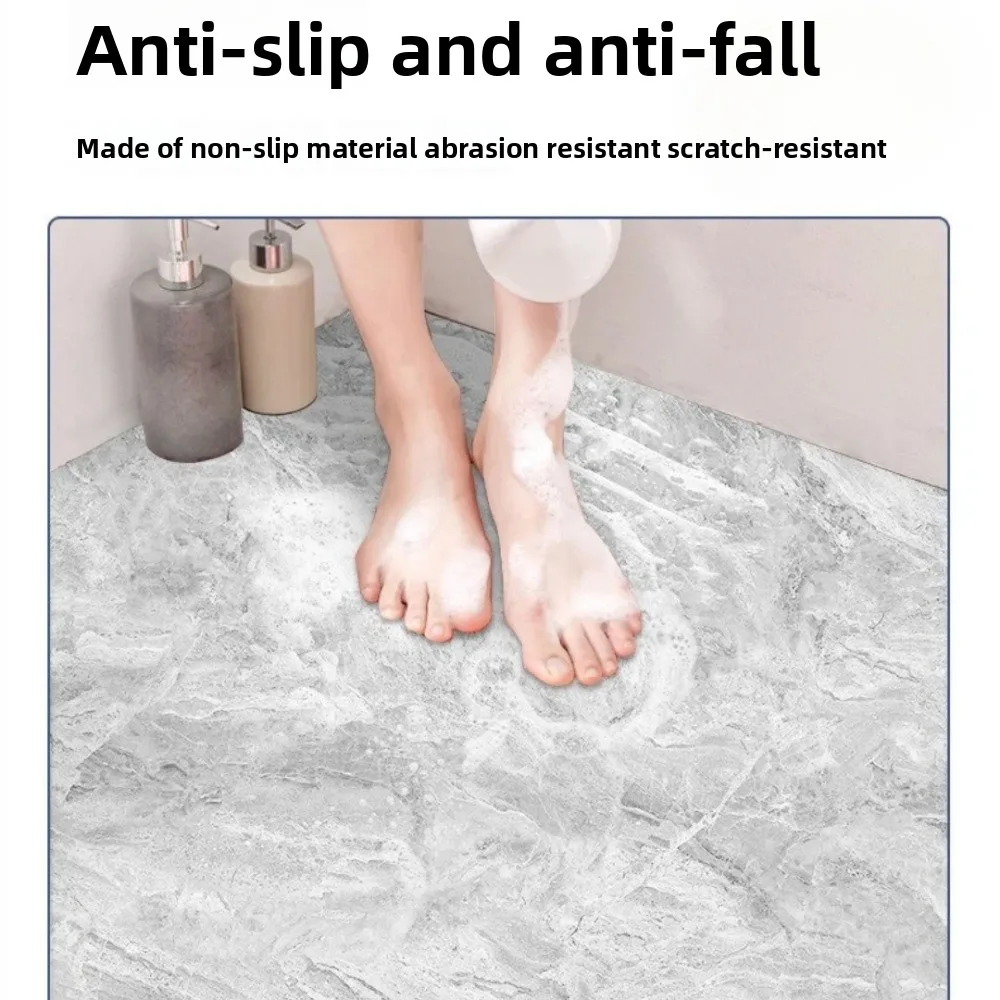Imitation Marble Floor Tiles Waterproof Non-Slip Self-Adhesive Wallpaper Peel and Stick Wear-Resistant Decorative Floor Stickers image 3