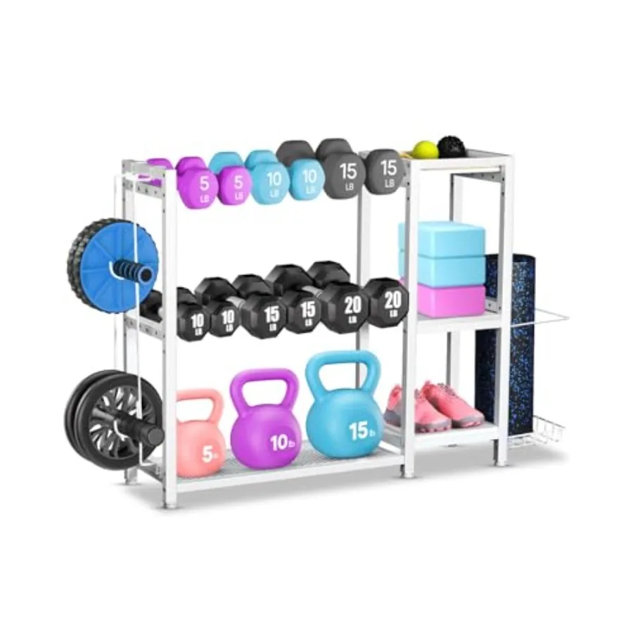

3-Tier Dumbbell Rack Stand Only - Adjustable Weight Rack for Home Gym Heavy-Duty Weight Stand for Dumbbells Kettlebells Foam Ro