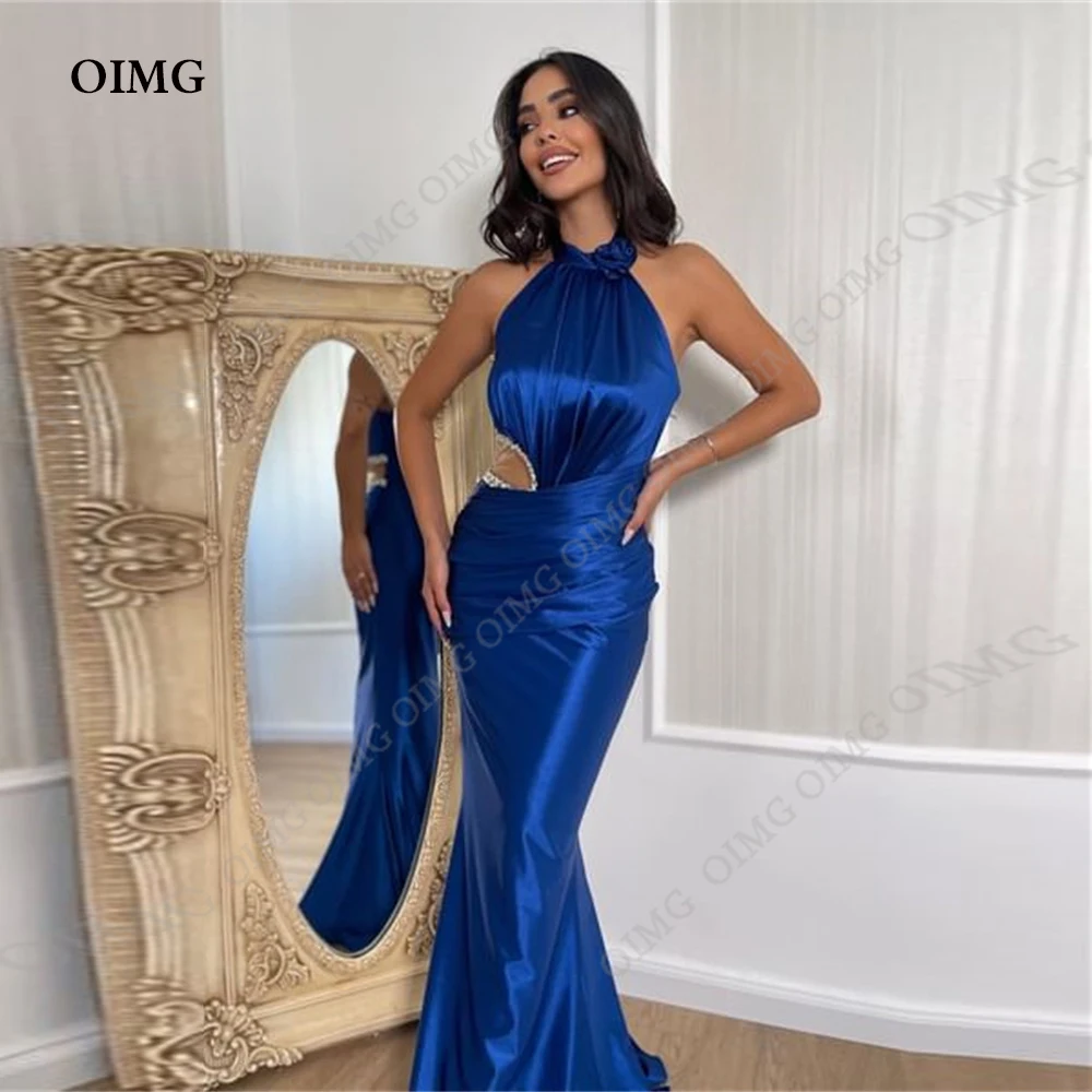 

OIMG Sexy Sheath 2023 Mermaid Satin Prom Dress Custom Made Sleeveless Sequins Formal Party Gowns Full Long Night Evening Dresses