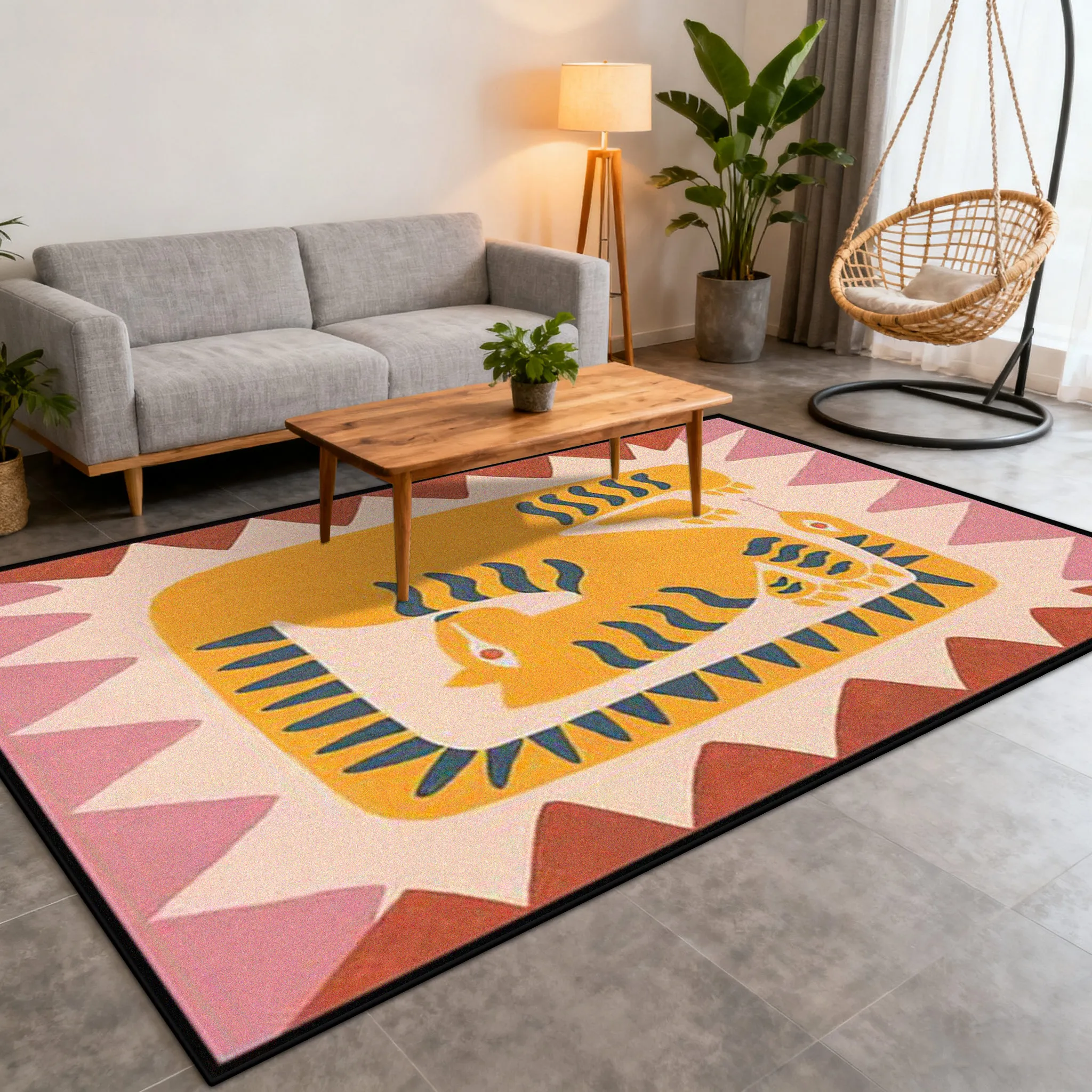 Modern Art Cartoon Strange Fluffy Living Room Carpet Decoration Bedroom Bedside Non-slip Rug Tropical Style Easy Clean Floor Mat