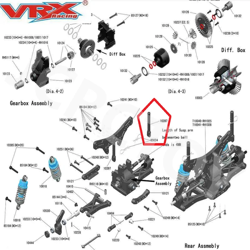 RC 10397 Plastikowy słupek karoserii 4 szt. Do części zamiennych 1/10 VRX Racing RH1025 RH1026