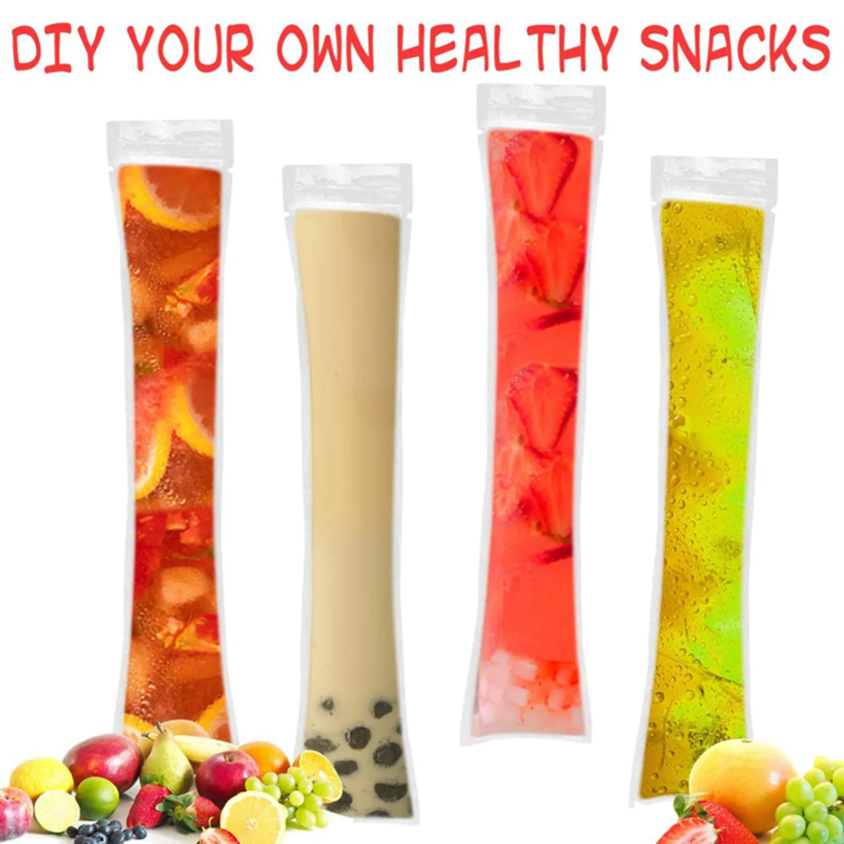 Disposable Popsicle Bags 240Pcs Freezer Tubes, Ice Bags With Funnel And Ice Sleeves For Juice, Ice Candy Pops, Fruit-AT36