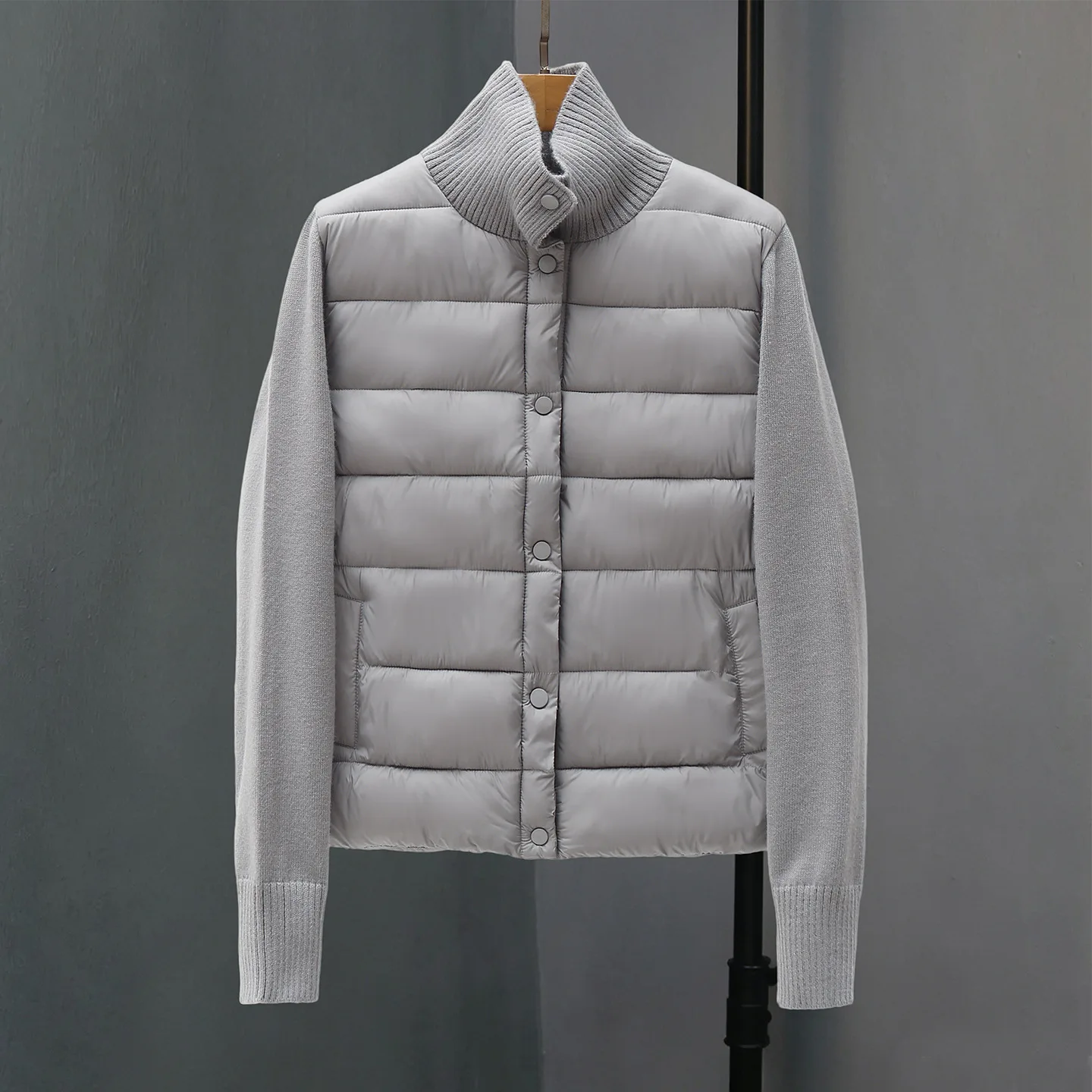 Autumn Ultra Light Warm Casual Coat Female Puffer Jacket Outerwear Winter Women's Knitted Patchwork Cotton Padded Jacket