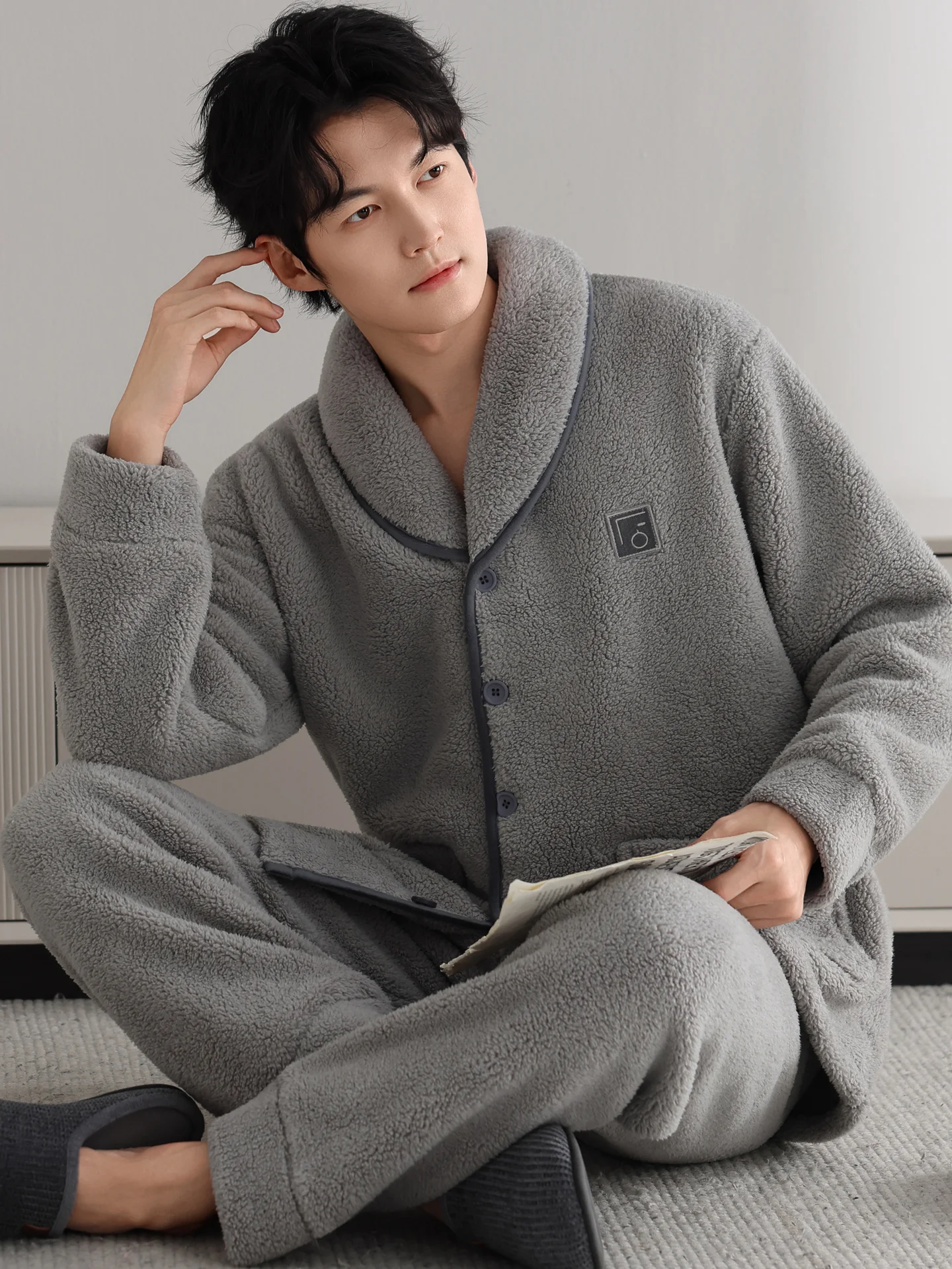 fenteng-care-men's-autumn-winter-spwear-coral-fce-warm-large-size-set-casual-fce-lined-home-clothes-set