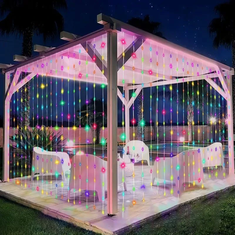 3/6M Solar Curtain String Lights Outdoor Fairy Lights Twinkle String Lights 8 Modes for Home Wedding Halloween Christmas Decor