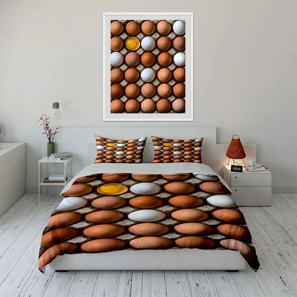 Neatly arranged eggs with yolk Print Soft Comfortable Duvet Cover Bedding Set Included 1*Duvet Cover  2*Pillowcases
