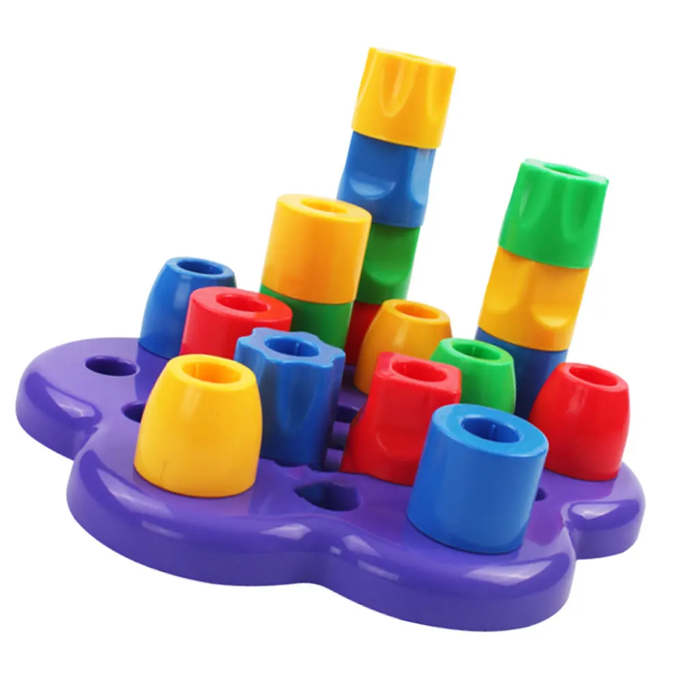 Rainbow Stacking Geometry Shape Recognition Puzzle Building Shape Recognizing Blocks Toys Kids Educational Game