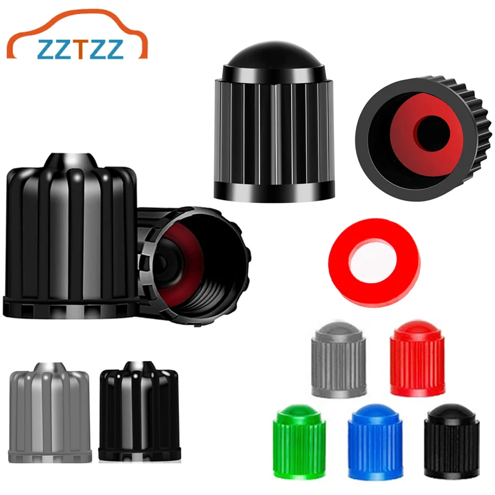 TPMS Tire Valve Caps with Rubber Seal Plastic Valve Dust Caps Covers for Car, Motorbike, Trucks, Bike, Bicycle Tyre Accessories