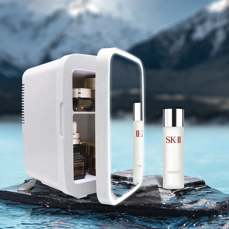 Portable Desktop 4 Liter Cosmetic Mini Fridge Skincare Make Up Mirror Compact Refrigerator with LED Lights