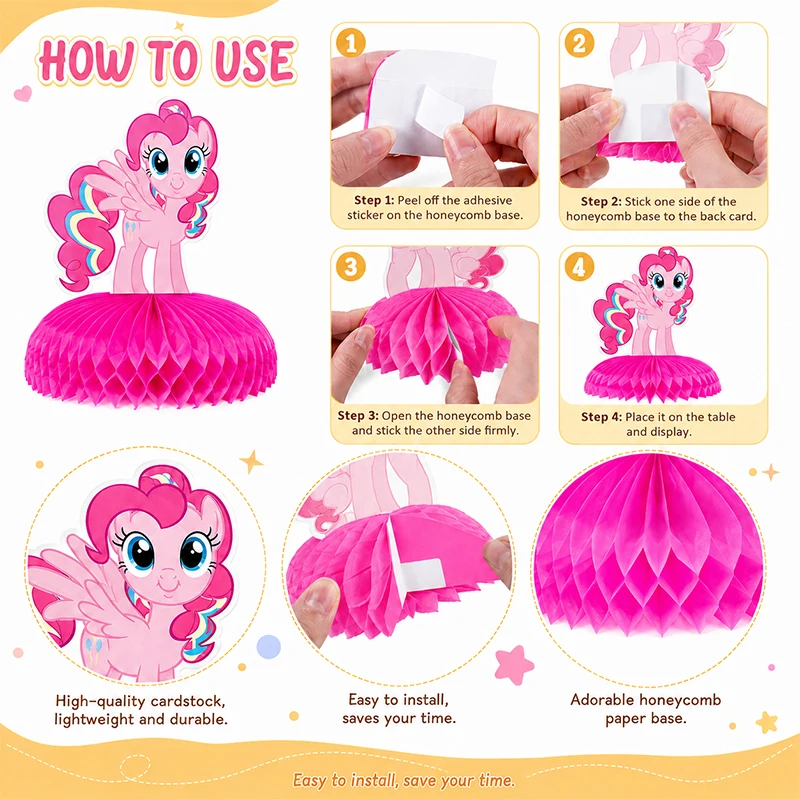 Niedliche Pferde-Anime-Themen-Spiral-Wabenkombination für Geburtstags-Pony-Partys mit Geschenken, die das Interesse der Familie wecken – Detail 6