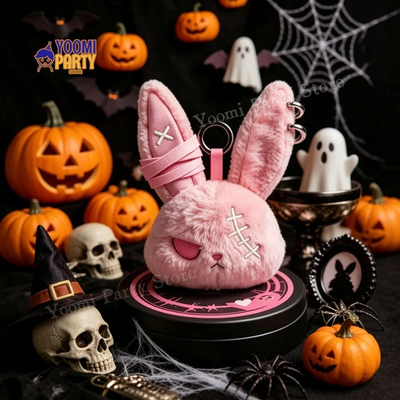 Hasen-Halloween-Serie Plüsch-Anhänger Schwarzer Bully-Kaninchen Rucksack-Schlüsselanhänger Dekoration Halloween-Geschenk