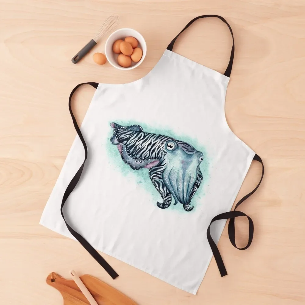 

Cuttlefish Watercolor Apron Things For Kitchen christmas For Kitchen Women Waterproof Kitchen Woman Apron