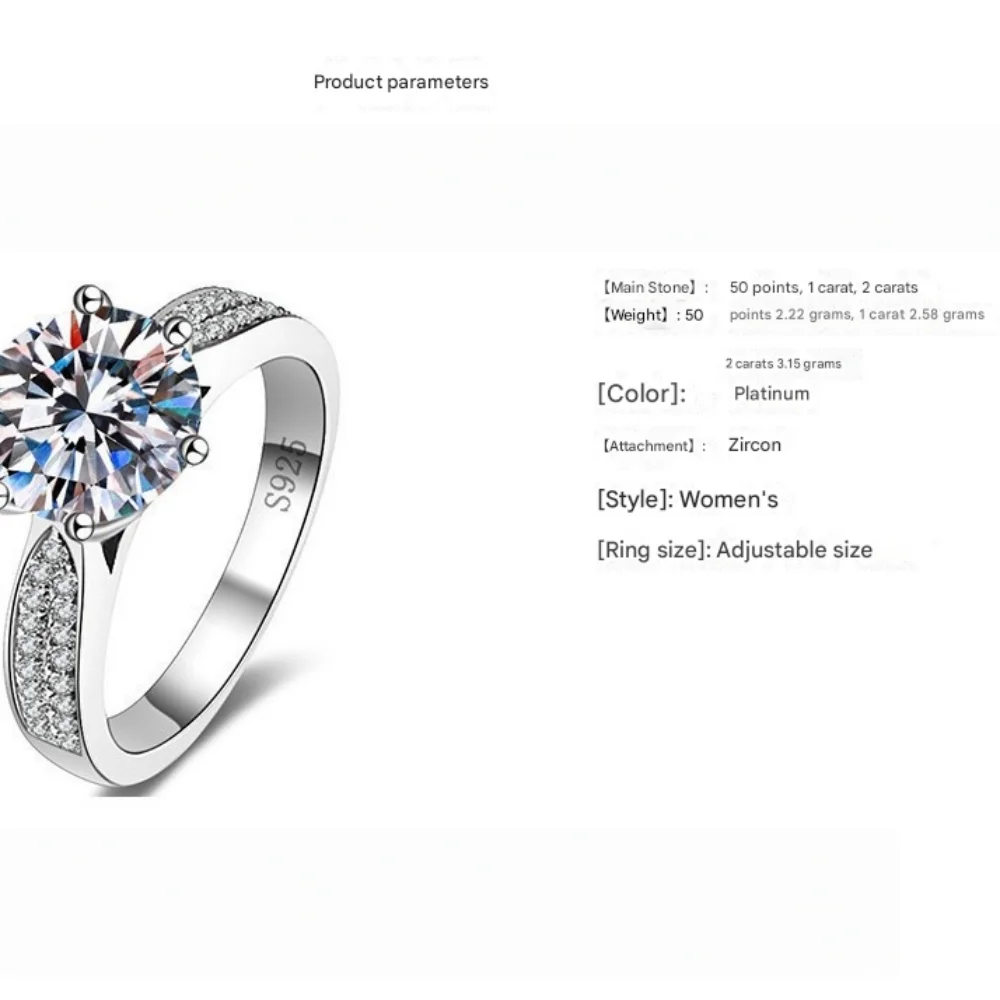 925 Sterling Silver Ring Claw with Imitation Moissanite Diamond