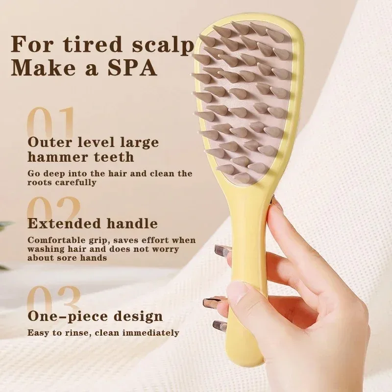 3 Colors New Long Handle Shampoo Brush Silicone Scalp Care Scalp Massage Brush Multifunctional Itching Relief Shampoo Comb