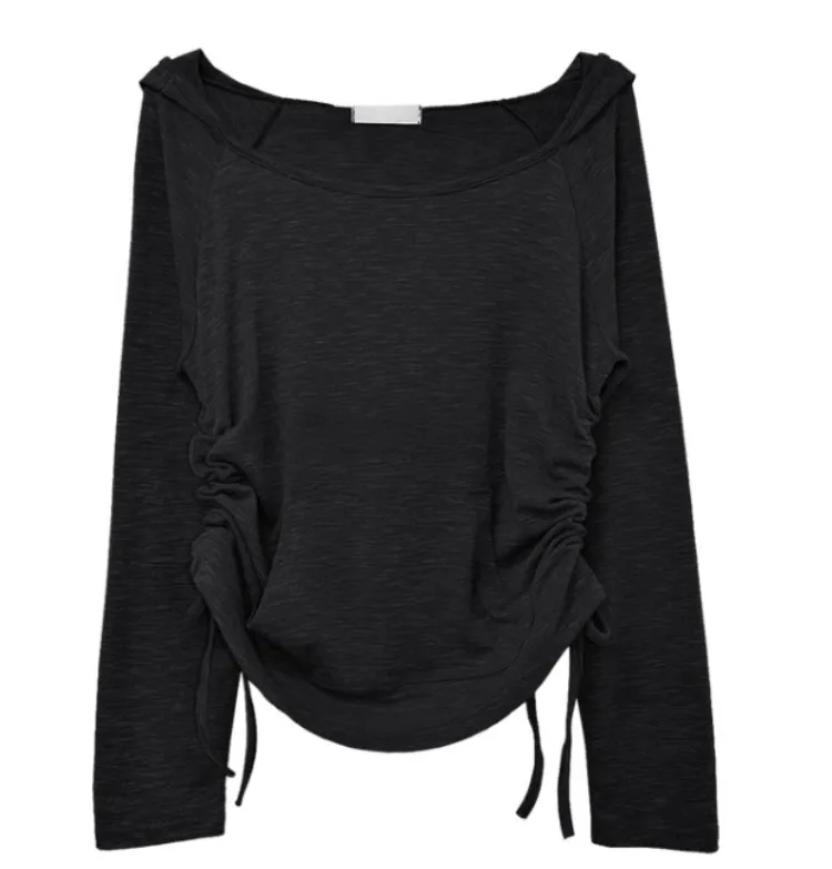 Fashion Simple Knitted Hoodie Tops Women Y2k E-Girl Drawstring Lace Up Loose Sweatshirts 2024 Summer New Sweatshirt Mujer