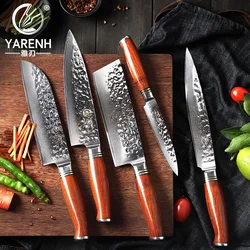 YARENH 5 PCS Chef Knives Set - High Quality Kitchen Knife - Japanese Damascus Steel Knife Set - For Fruit Meat Vegetable Cooking