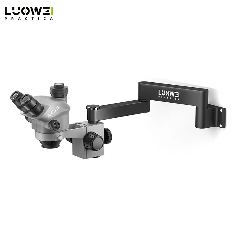 LUOWEI WCI3-7050BG-TV 7-50X Triocular Wall-Mounted Microscope w/ CTV Port WF10X/22 Eyepiece 100mm WD for Electronics/Soldering