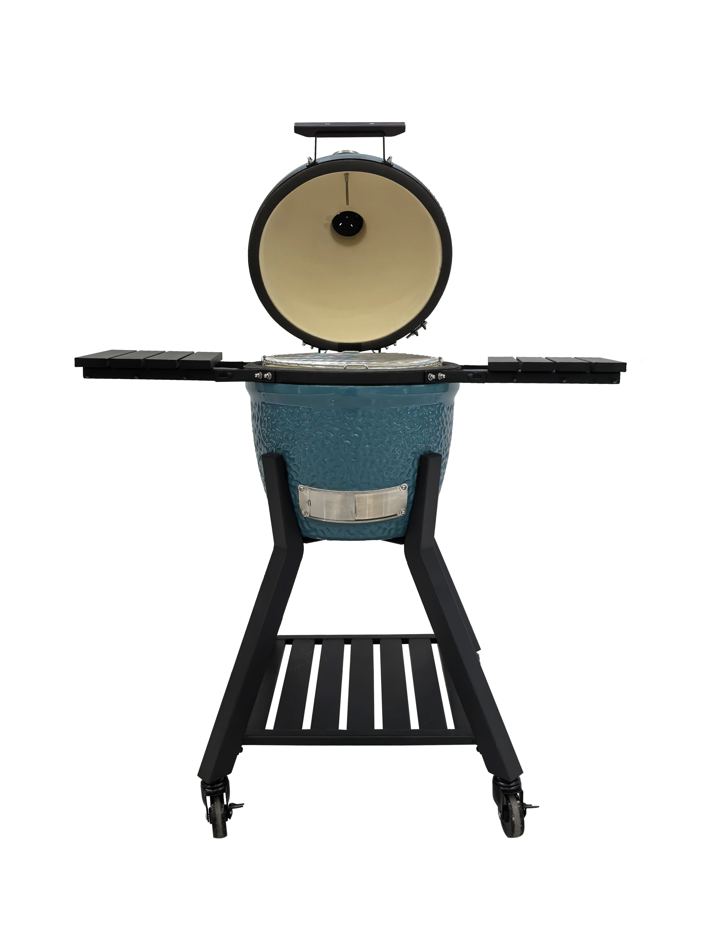 شواية فحم المطبخ على الطراز الحديث مقاس 16 بوصة من الشركة المصنعة باللون الأزرق الفاتح اللامع على شكل بيضة من السيراميك