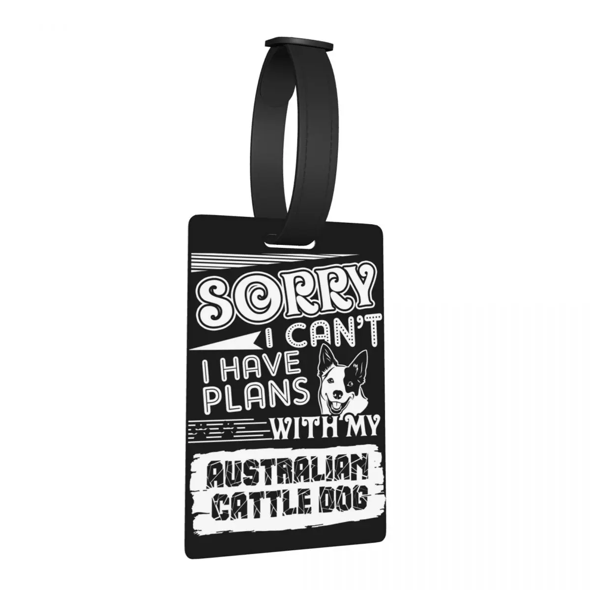 

У меня есть планы с моим австралийским крупным рогатом собакой, багажные бирки, чемодан, модный багаж, посадочная бирка, держатель этикетки, идентификационное имя, адрес