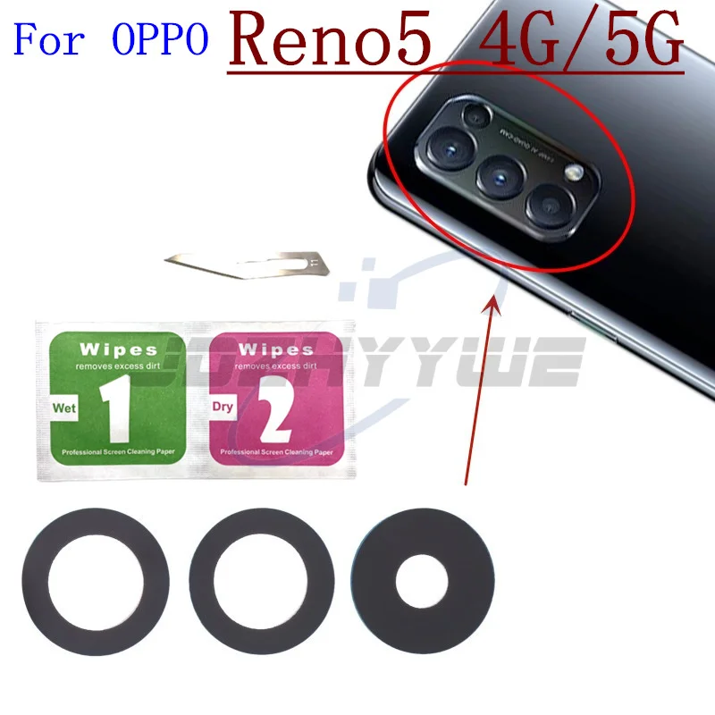 2PCS Rear Back Camera Glass Lens For OPPO Reno 3 4 5 Z F SE 5K Lite Pro 4G 5G With Adhesive Tape Parts+Tools