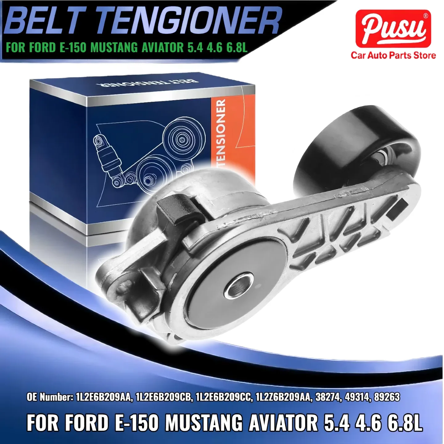

Belt Tensioner Assembly w/ Pully for Ford F-150 250 350 Explorer Lincoln Mercury 1L2E6B209AA 1L2E6B209CB 1L2E6B209CC 1L2Z6B209AA